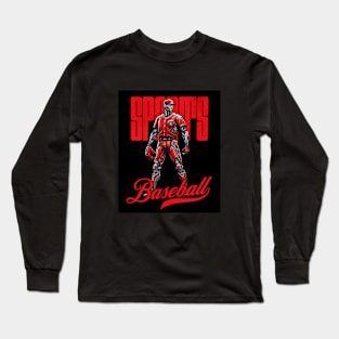 baseball player sports mechanic futuristic Long Sleeve T-Shirt